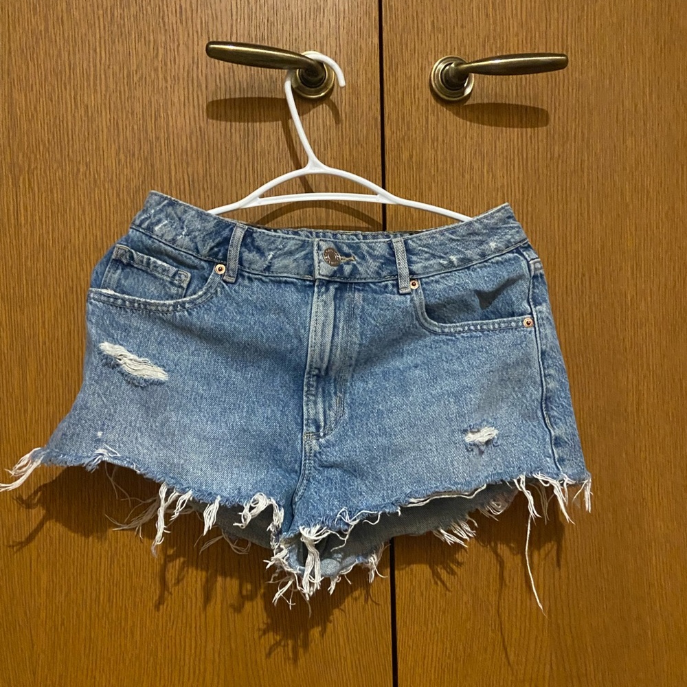 Garage Blue Distressed Jean Shorts